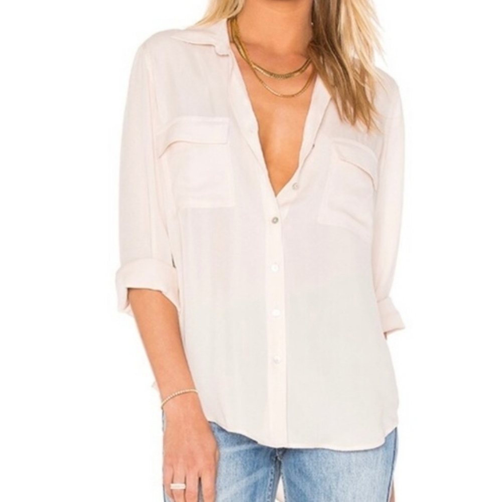 L'agence  Coral/Orange Button Down Shirt Long Sleeve sz Xs